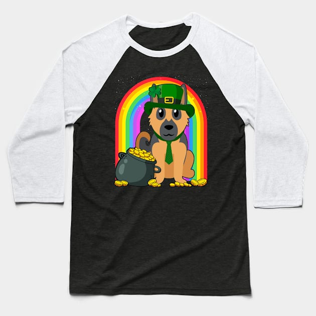 German Shepherd Rainbow Irish Clover St Patrick Day Dog Gift graphic Baseball T-Shirt by theodoros20